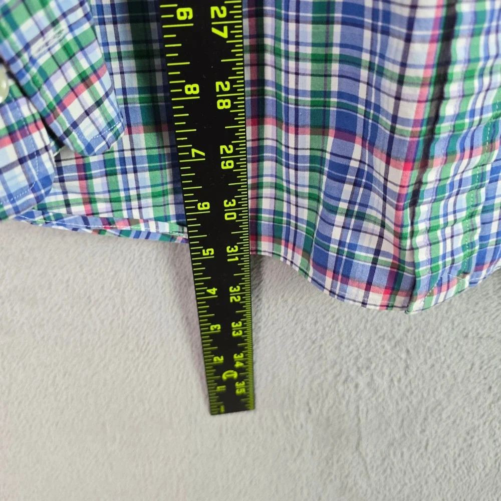Polo Ralph Lauren Mens XL Classic Fit Plaid Button Down Shirt Blue Green Stretch
